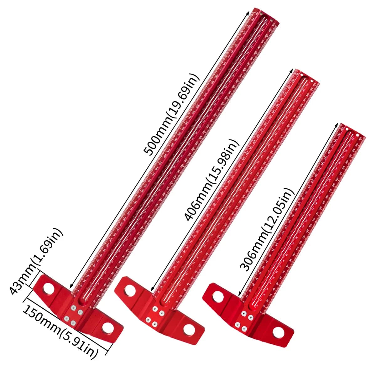 Calibru de trasat tip T din aluminiu de precizie 60-500mm