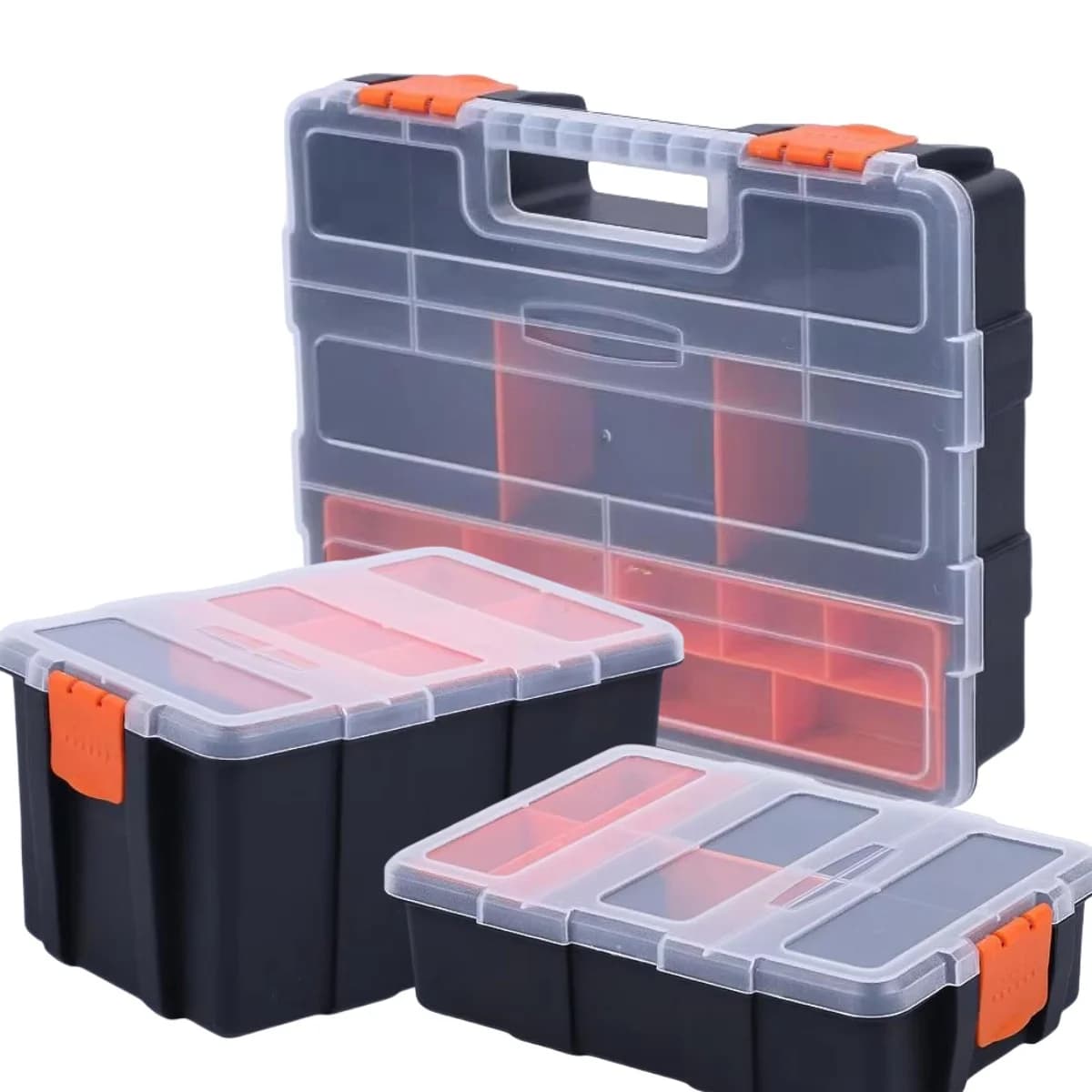 Cutie portabilă din plastic pentru depozitare hardware, cu compartimente multiple