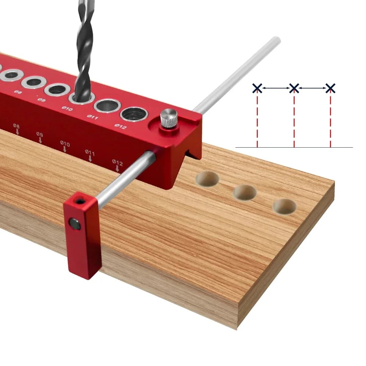 Jig vertical pentru găuri oblice, ghid autocentrat 3-12mm