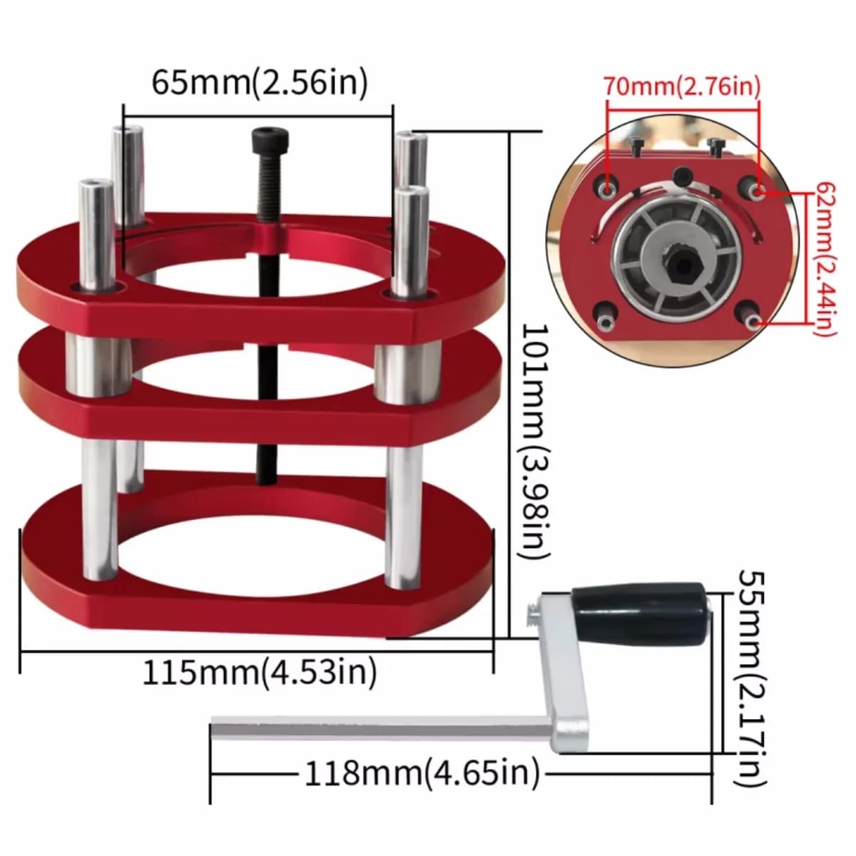 Kit placă inserție masină freză CNC, aluminiu, lift inclus, 65mm