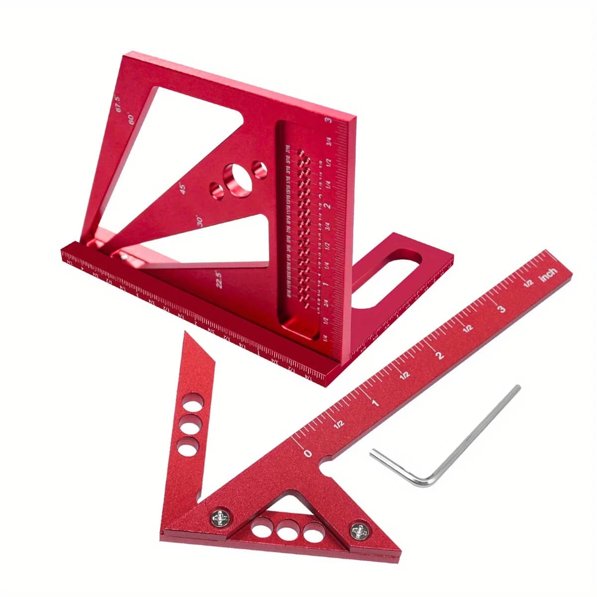 Kit cu raportor și echeriu din aluminiu, 2 piese