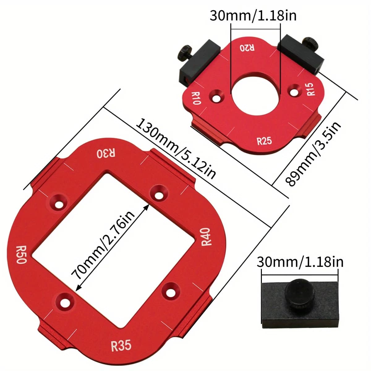 Set șabloane rotunjite din aluminiu, R10-R50