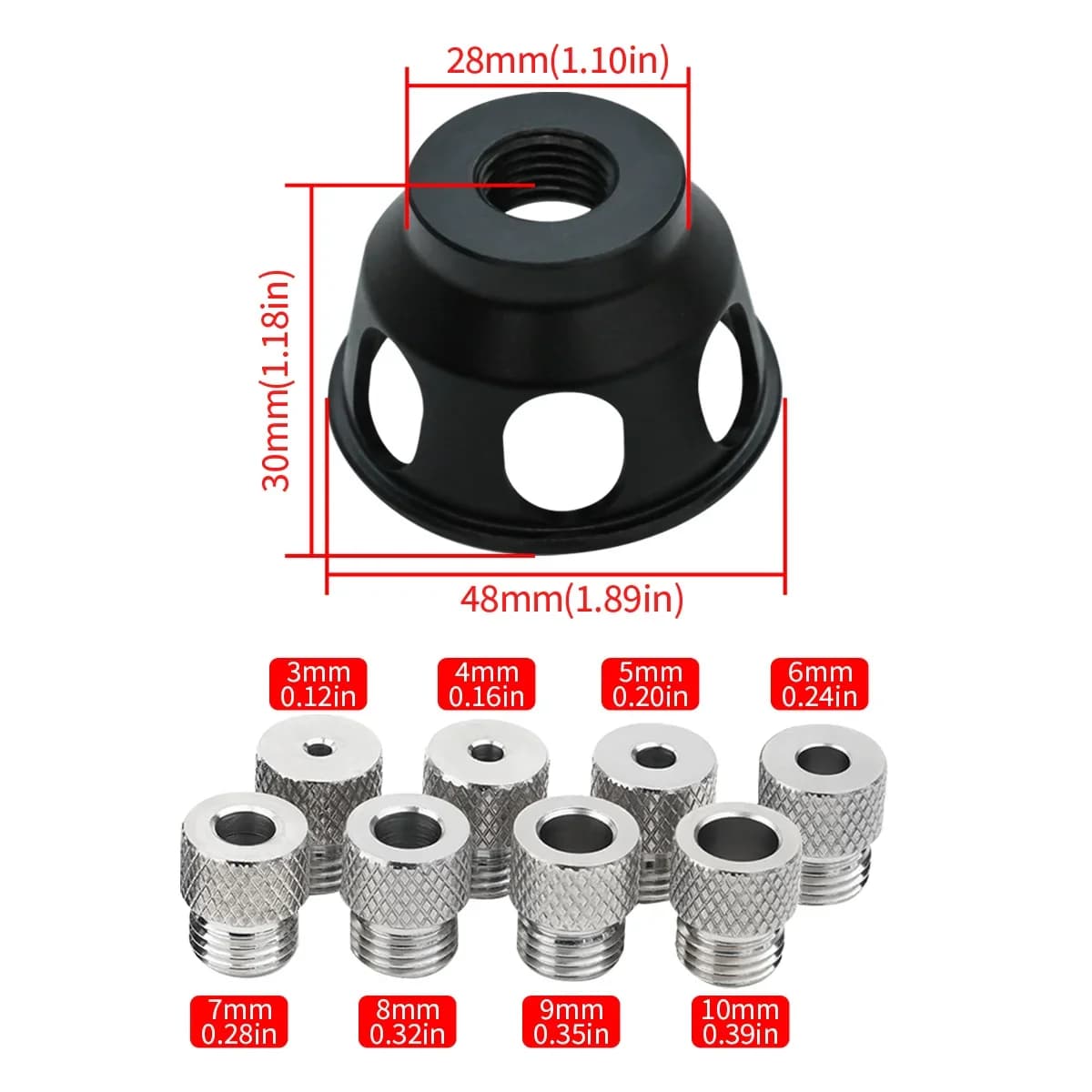 Kit ghidaj vertical din aluminiu pentru burghiu, 3-10mm