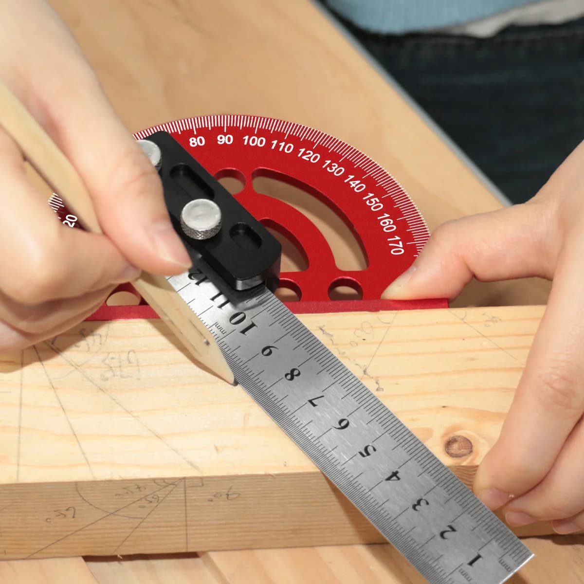 Raportor de precizie 180 grade și scripet din aluminiu