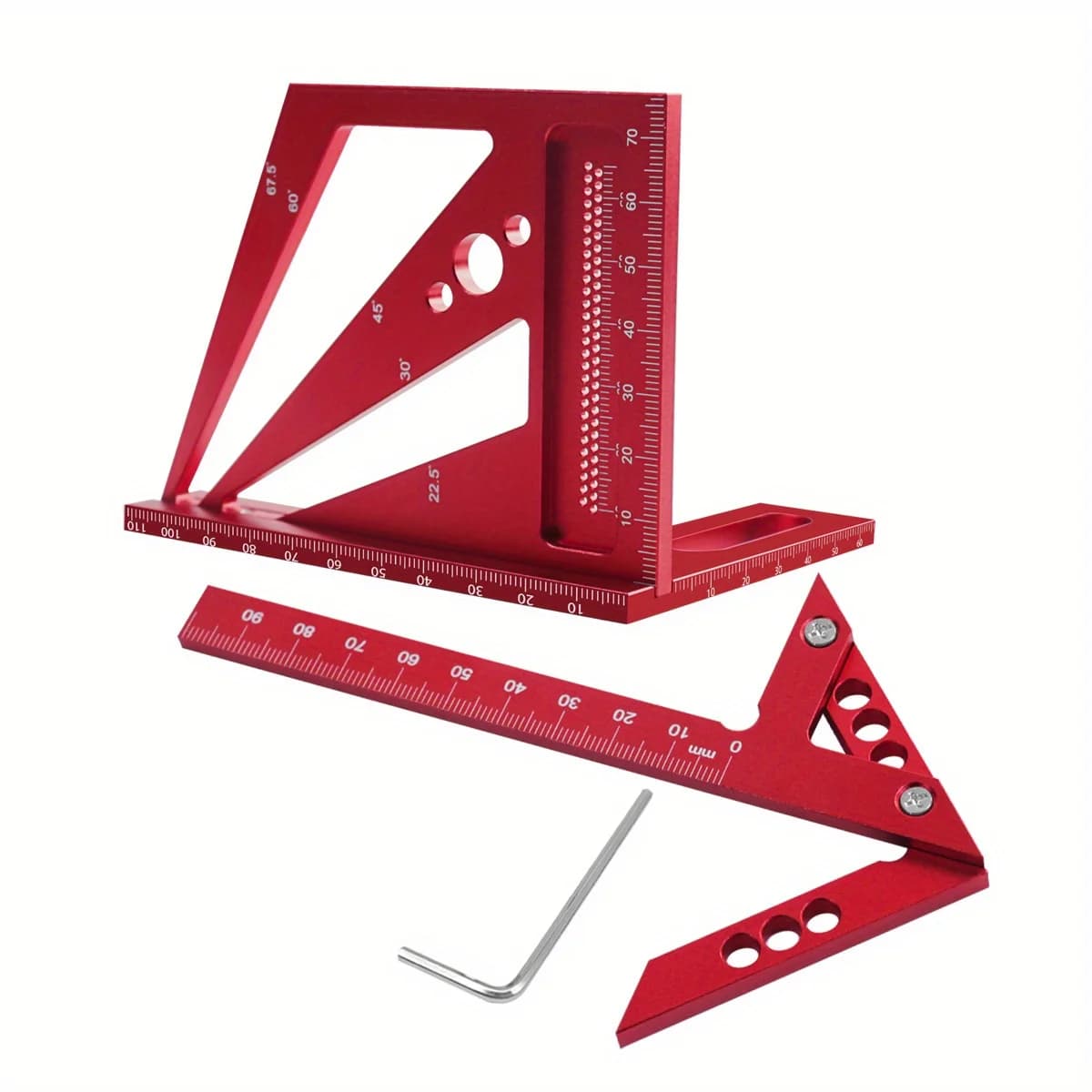 Kit cu raportor și echeriu din aluminiu, 2 piese
