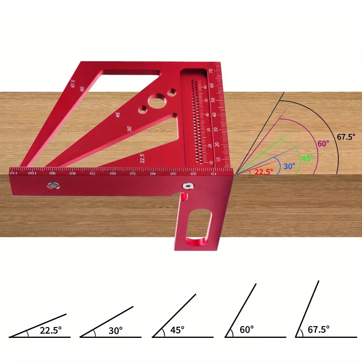 Echer și raportor de unghiuri multiple din aluminiu