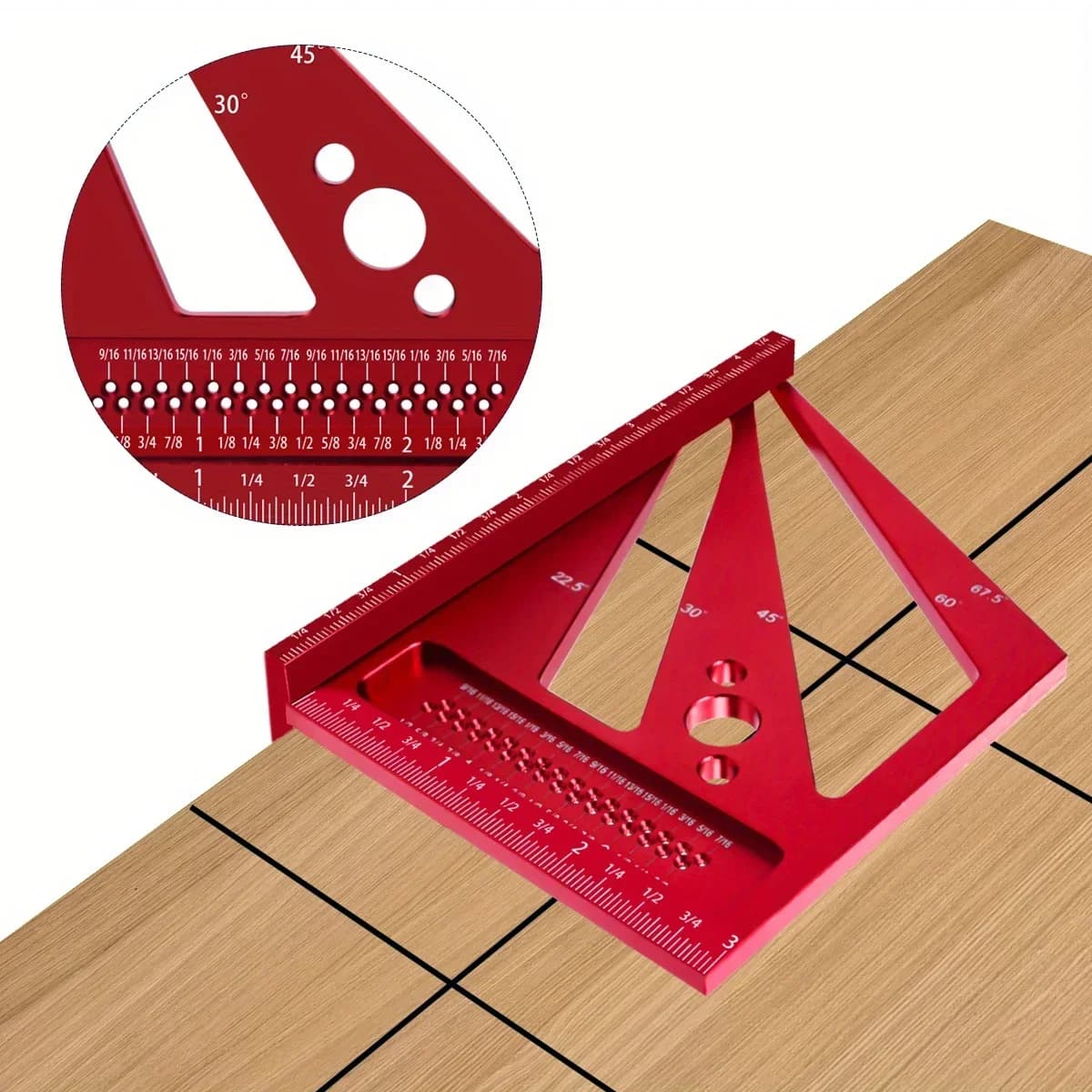 Echer și raportor din aluminiu multiunghiular
