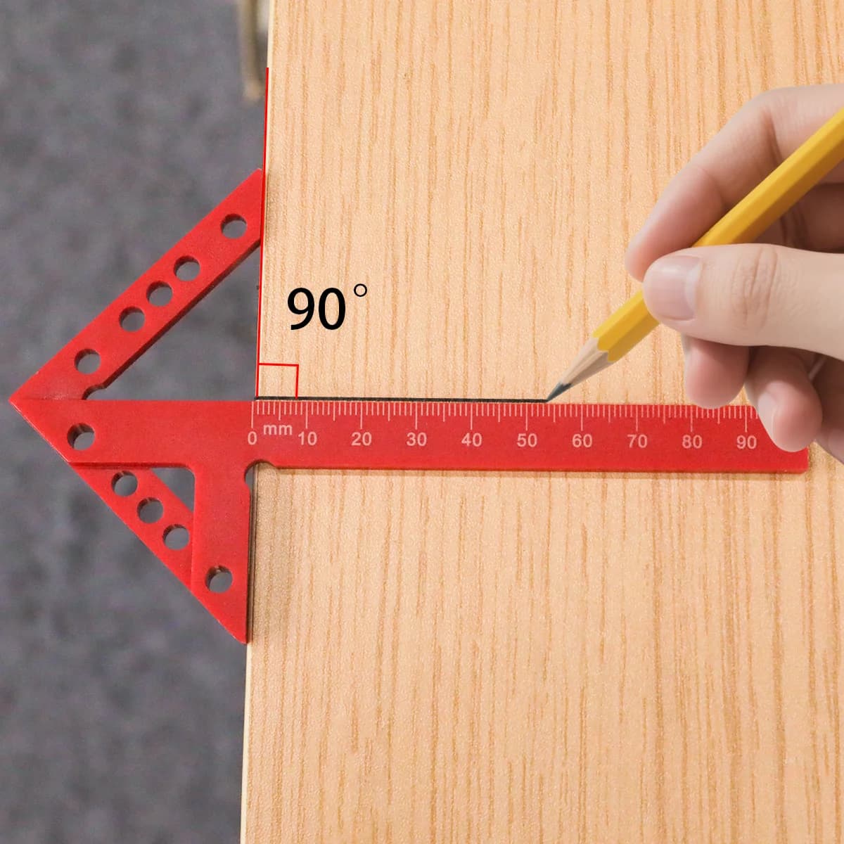 Rigla plastică de poziționare centrală cu marcaje la 45 și 90 de grade