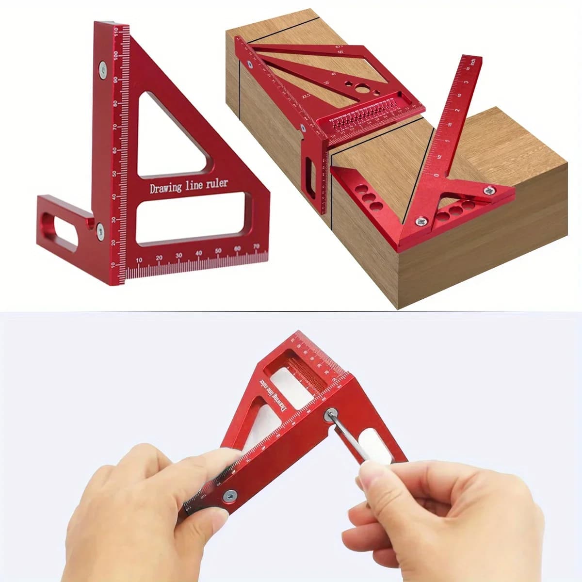 Kit cu raportor și echeriu din aluminiu, 2 piese