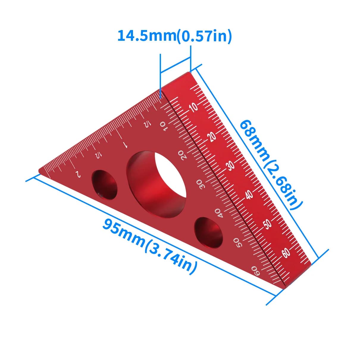 Rigla de unghi de precizie din aluminiu, 45/90 grade