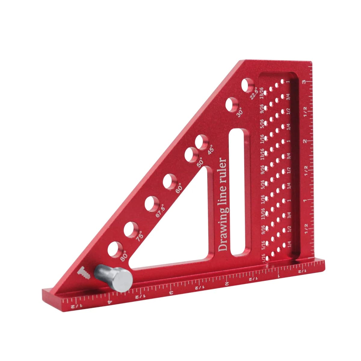 Rigla de măsurat multiunghi din aluminiu cu pini pentru dibluri