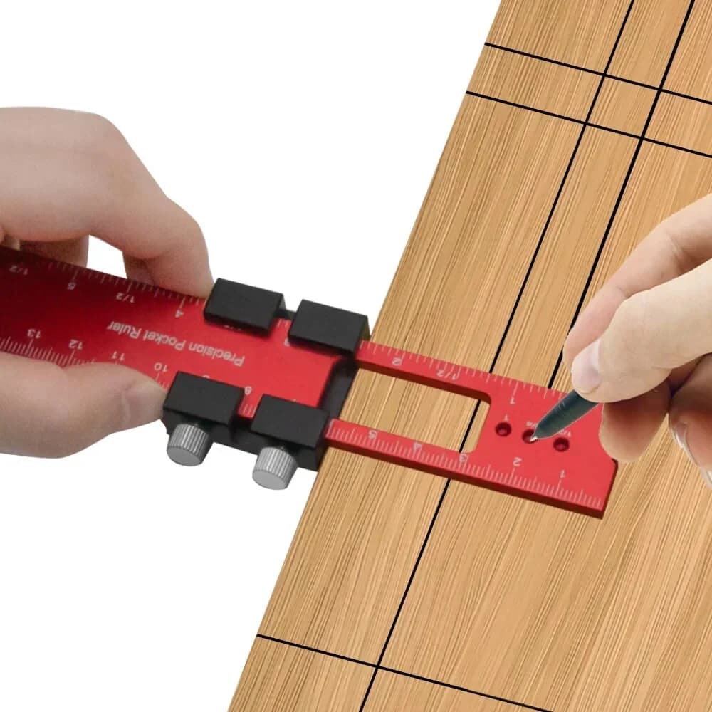 Rigla de buzunar de precizie cu opritoare glisante, Imperial/Metric