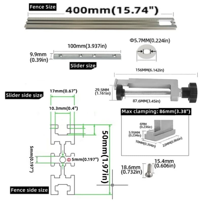 Ghidaj mașină freză 400mm din aluminiu