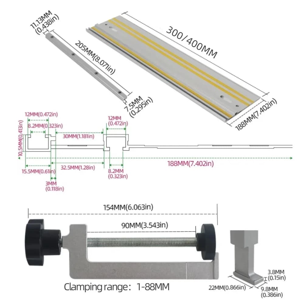 Șină de ghidaj extrudată din aluminiu pentru ferăstraie circulare