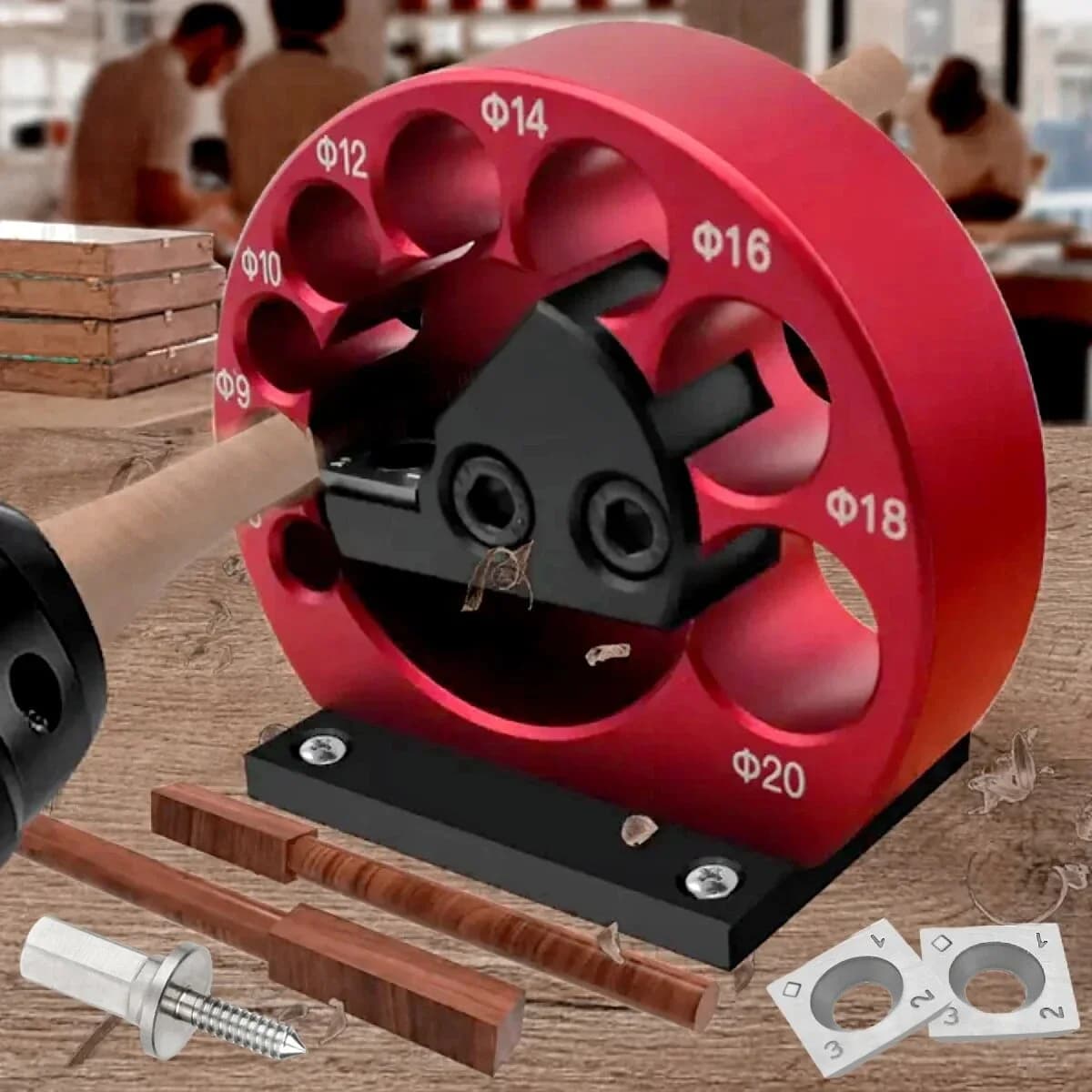 Kit pentru realizat cuie rotunde (dowel) cu 8 găuri, lame carbura, 8-20mm