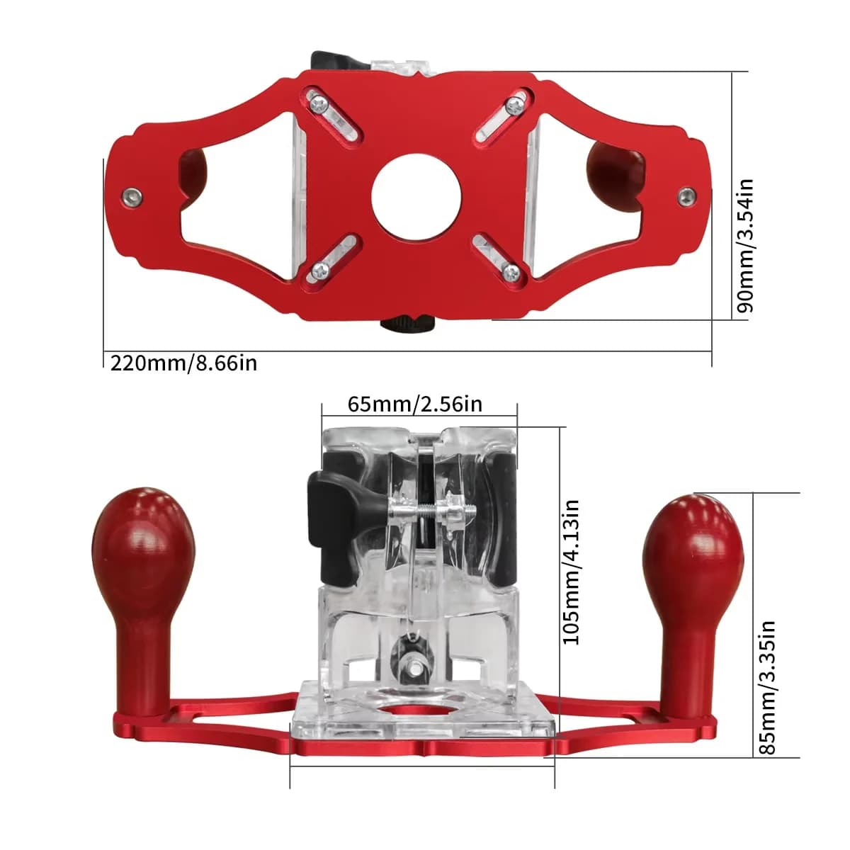 Bază suport din aluminiu pentru freză portabilă - caneluri și frezare