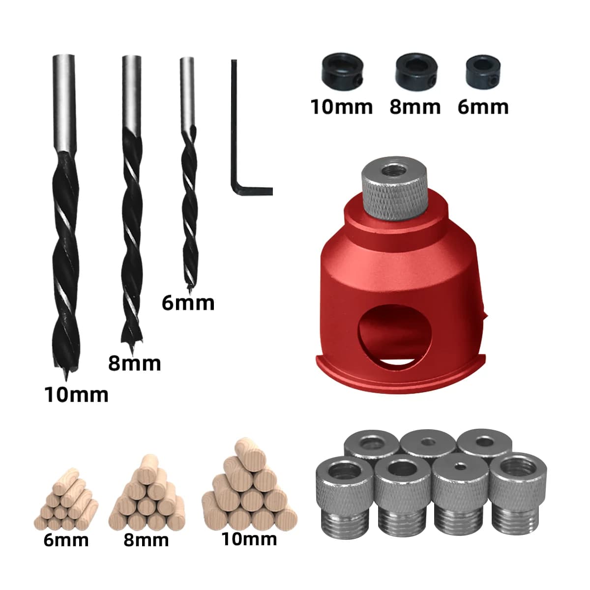 Kit de ghidaj pentru conectori (dibluri), 6/8/10mm, cu burghie