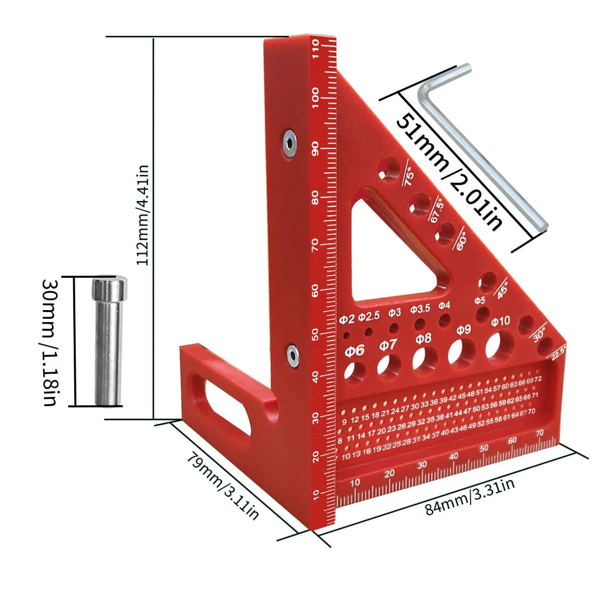 Rigla pătrată din plastic pentru ingineri, 45/90 grade