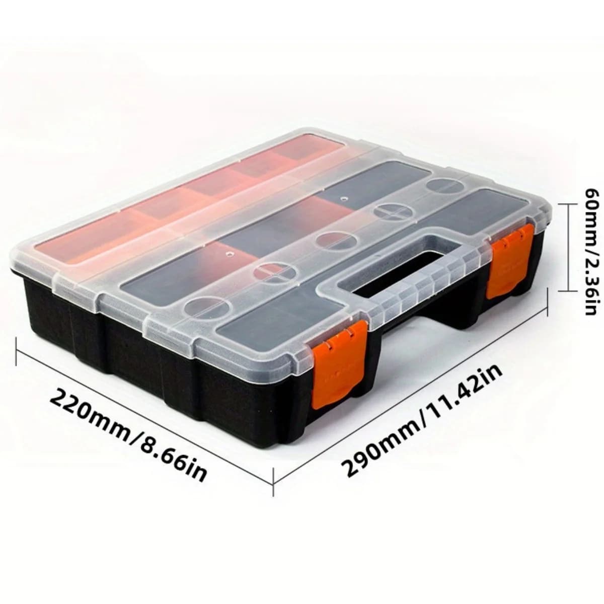 Cutie portabilă din plastic pentru depozitare hardware, cu compartimente multiple